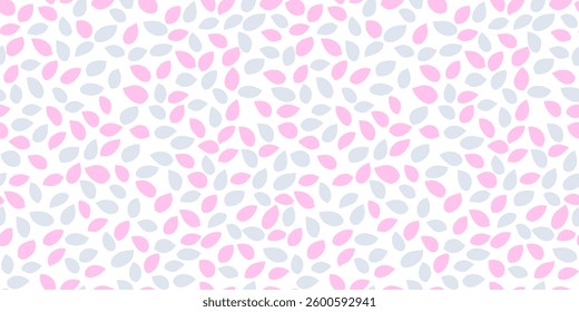 Seamless abstract pattern featuring pastel pink teardrop shapes on a white background. Plain bold and modern design ornament  for fabrics, wallpapers, wrapping paper, and digital prints.