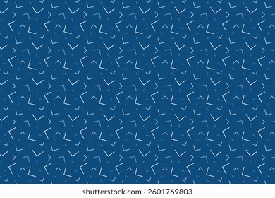 A seamless abstract pattern featuring scattered angular lines and geometric shapes. The design creates a dynamic, playful effect with randomly placed V-shaped and corner elements.