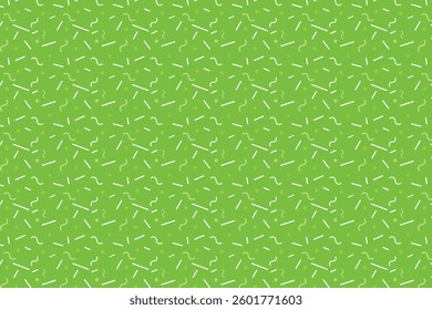 A seamless abstract pattern featuring scattered lines, wavy shapes, dots, and small geometric elements. The design offers a playful and dynamic aesthetic with balanced randomness.