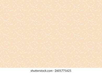 A seamless abstract pattern featuring scattered lines, wavy shapes, dots, and small geometric elements. The design offers a playful and dynamic aesthetic with balanced randomness.