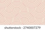 Seamless abstract pattern featuring soft pink semicircular interlocking lines for elegant background textures and textile design