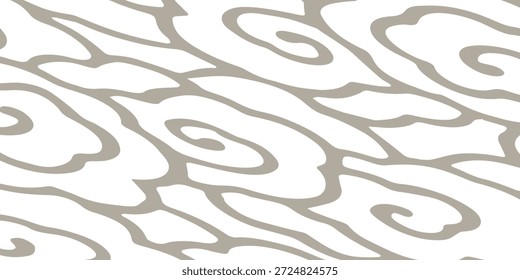 Un patrón abstracto sin fisuras con Formas en forma de nube en un contorno gris claro sobre un fondo blanco.