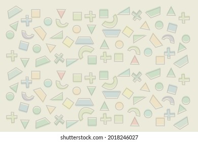 Seamless abstract pattern, flat vector of geometric colorful shapes and figures