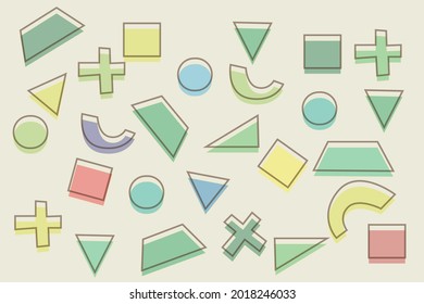 Seamless abstract pattern, flat vector of geometric colorful shapes and figures