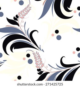 Seamless abstract pattern with floral elements