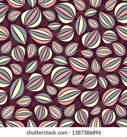 Seamless abstract pattern with floral ornament of leaves.
