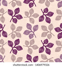Seamless abstract pattern with floral ornament of leaves.
