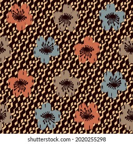 Seamless abstract pattern with floral ornament
