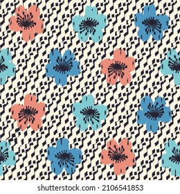 Seamless abstract pattern with floral ornament
