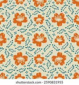 Seamless abstract pattern with floral ornament
