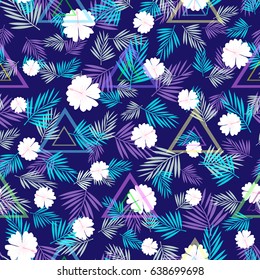 Seamless abstract pattern flower exotic tropic vector