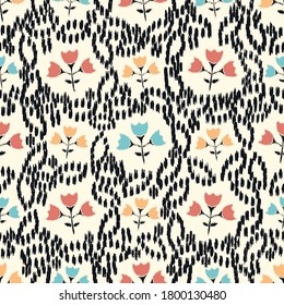 Seamless abstract pattern with flower images

