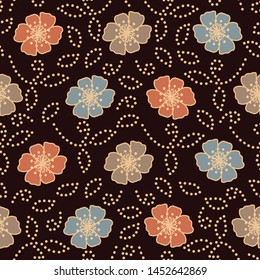Seamless abstract pattern with flower ornament imagery.
