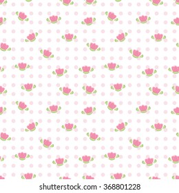 Seamless abstract pattern with flowers and circles