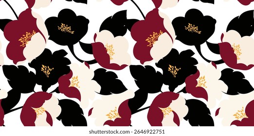 Seamless abstract pattern. Flowers pattern design.