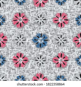 Seamless abstract pattern with flowers images.
