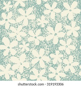 seamless abstract pattern with flowers on mottled turquoise background