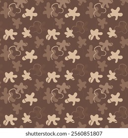 Seamless abstract pattern, flowers, spots, dots, stylish, fashion, mocha mousse color, for fabric design