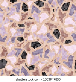 Seamless abstract pattern. The foreground consists of square pixels. The background consists of a marble texture. Editable.