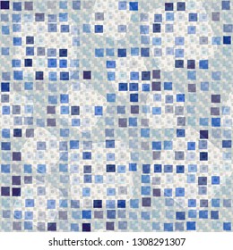 Seamless abstract pattern. The foreground consists of irregular rows of quadrilaterals.
The background consists of large and small squares. Editable.
