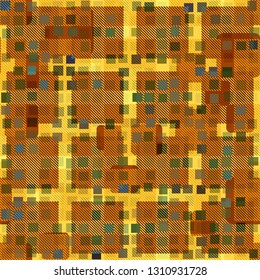 Seamless abstract pattern. The foreground consists of irregular rows of quadrilaterals.
The background consists of rounded and diagonally striped squares.