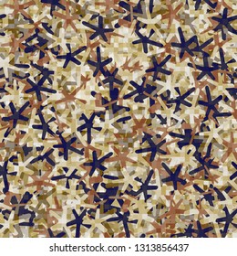 Seamless abstract pattern. The foreground consists of square pixels.
Background consisting of five-beam chaos. Editable.