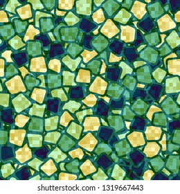 Seamless abstract pattern. The foreground consists of square pixels.
The background consists of chaos quadrangles. Editable.