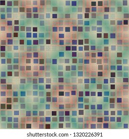 Seamless abstract pattern. The foreground consists of irregular rows of quadrilaterals.
The background consists of concentric squares and rhombuses. Editable.