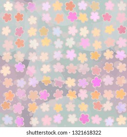 Seamless abstract pattern. The foreground consists of uneven rows of stylized flowers.
The background consists of large translucent spots. Editable.