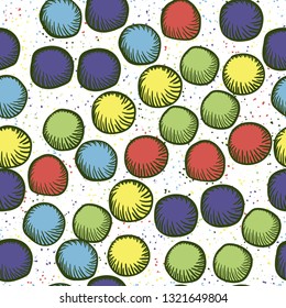 Seamless abstract pattern. The foreground consists of carelessly drawn rounded lumps.
The background consists of a placer of fine spots. Editable.