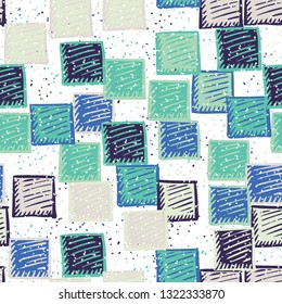 Seamless abstract pattern. The foreground consists of carelessly drawn relief squares.
The background consists of a placer of fine spots. Editable.