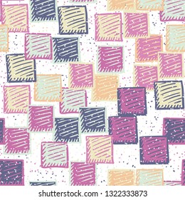Seamless abstract pattern. The foreground consists of carelessly drawn relief squares.
The background consists of a placer of fine spots. Editable.