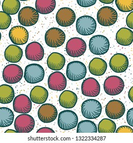 Seamless abstract pattern. The foreground consists of carelessly drawn rounded lumps.
The background consists of a placer of fine spots. Editable.