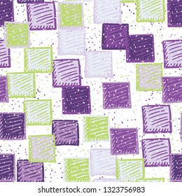 Seamless abstract pattern. The foreground consists of carelessly drawn relief squares.
The background consists of a placer of fine spots. Editable.