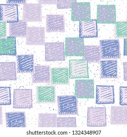 Seamless abstract pattern. The foreground consists of carelessly drawn relief squares.
The background consists of a placer of fine spots. Editable.