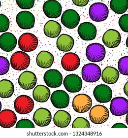 Seamless abstract pattern. The foreground consists of carelessly drawn rounded lumps.
The background consists of a placer of fine spots. Editable.