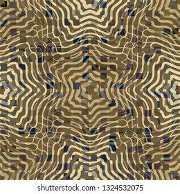 Seamless abstract pattern. The foreground consists of irregular rows of quadrilaterals.
Background consisting of an openwork texture. Edited.