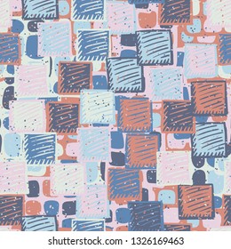 Seamless abstract pattern. The foreground consists of carelessly drawn relief squares.
Background consisting of checkered square patches. Editable.
