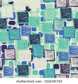 Seamless abstract pattern. The foreground consists of carelessly drawn relief squares.
Background consisting of checkered square patches. Editable.