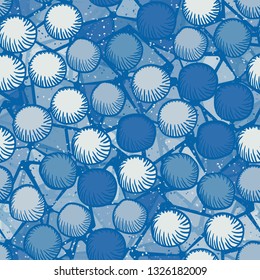 Seamless abstract pattern. The foreground consists of carelessly drawn rounded lumps.
Background consisting of chaos of semi-transparent figures divided into triangles. Editable.