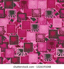 Seamless abstract pattern. The foreground consists of squares containing the sun.
Background consisting of diagonal woven mats. Editable.