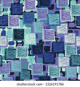 Seamless abstract pattern. The foreground consists of carelessly drawn relief squares.
Background consisting of checkered square patches. Editable.