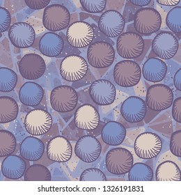 Seamless abstract pattern. The foreground consists of carelessly drawn rounded lumps.
Background consisting of chaos of semi-transparent figures divided into triangles. Editable.