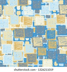 Seamless abstract pattern. The foreground consists of carelessly drawn relief squares.
Background consisting of checkered square patches. Editable.