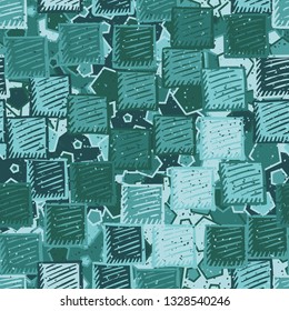 Seamless abstract pattern. The foreground consists of carelessly drawn relief squares.
Background consisting of chaos pentagons.