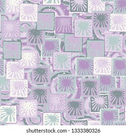 Seamless abstract pattern. The foreground consists of squares containing the sun.
The background consists of spirals.