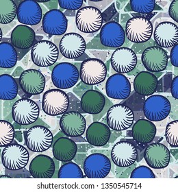 Seamless abstract pattern. The foreground consists of carelessly drawn rounded lumps.
The background consists of diagonally crossed squares.