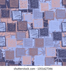 Seamless abstract pattern. The foreground consists of carelessly drawn relief squares.
The background consists of broken squares.