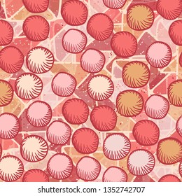 Seamless abstract pattern. The foreground consists of carelessly drawn rounded lumps.
The background consists of diagonally crossed squares.