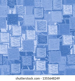 Seamless abstract pattern. The foreground consists of carelessly drawn relief squares.
The background consists of broken squares.